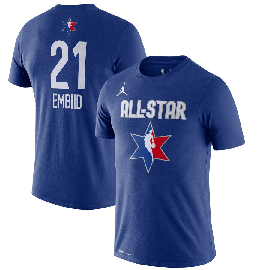 Men Joel Embiid Jordan Brand 2020 NBA AllStar Game Name & Number Player TShirt Blue